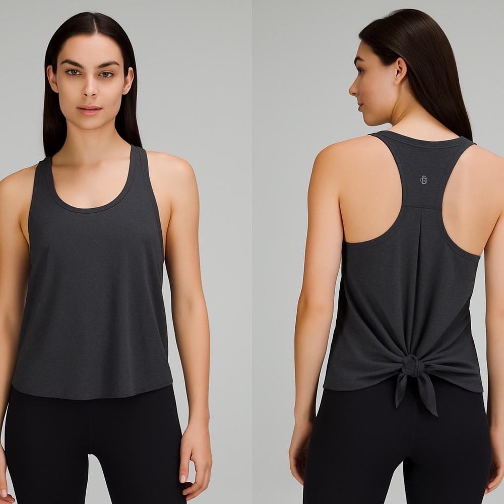 Lululemon Charcoal Gray Tie Back Racerback Tank Top | Size 4